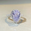 Wholesale S925 Sterling Silver Pear Shaped Ring With High Carbon Diamond And Zircon Electroplated