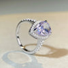 Wholesale S925 Sterling Silver Pear Shaped Ring With High Carbon Diamond And Zircon Electroplated