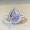 Wholesale S925 Sterling Silver Pear Shaped Ring With High Carbon Diamond And Zircon Electroplated