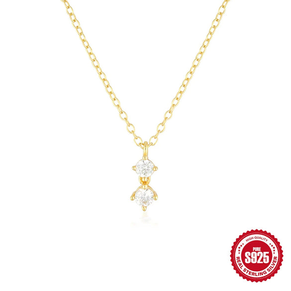 Wholesale S925 Sterling Silver Pearl Diamond Ochain Necklace With Geometric Design And Pearl Setting Process For Women