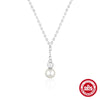 Wholesale S925 Sterling Silver Pearl Diamond Ochain Necklace With Geometric Design And Pearl Setting Process For Women