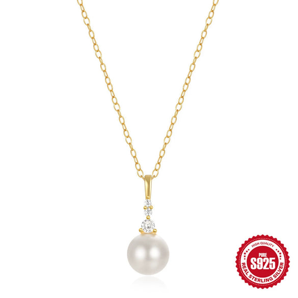 Wholesale S925 Sterling Silver Pearl Diamond Stacked Elegant Clavicle Chain With Geometric Pattern And Electroplating For Women