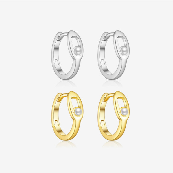 Wholesale S925 Sterling Silver Pearl Ear Ring With Simple High Design Sense Ear Buckle Fashion Ol Style Electroplated With Platinum Or 18K Gold