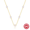 Wholesale S925 Sterling Silver Pearl Five Petal White Shellfish Elegant Unisex Necklace And Bracelet Set With O Chain And Electroplating Treatment