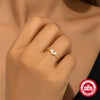 Wholesale S925 Sterling Silver Pearl Fourleaf Flower Ring For Women With Electroplating And Real Gold Plating