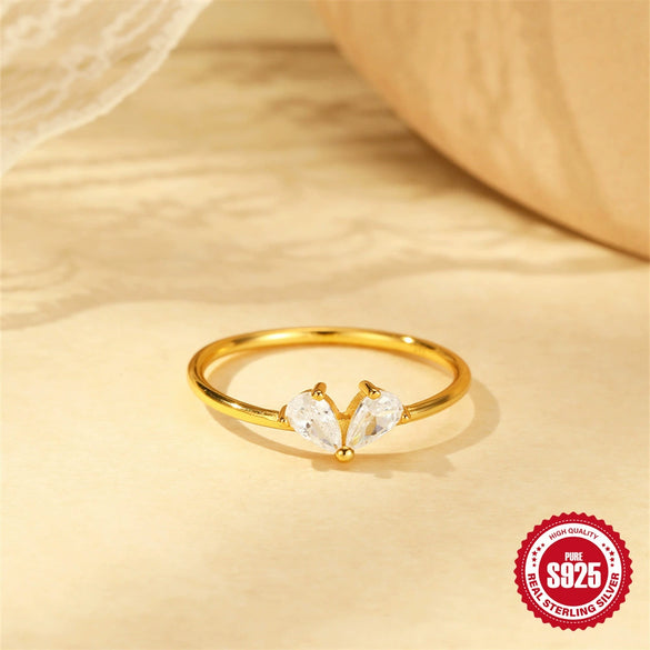 Wholesale S925 Sterling Silver Pearl Fourleaf Flower Ring For Women With Electroplating And Real Gold Plating