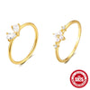 Wholesale S925 Sterling Silver Pearl Fourleaf Flower Ring For Women With Electroplating And Real Gold Plating