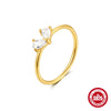 Wholesale S925 Sterling Silver Pearl Fourleaf Flower Ring For Women With Electroplating And Real Gold Plating