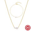 Wholesale S925 Sterling Silver Pearl Slidable Necklace And Bracelet Set Electroplated Jewelry For Women