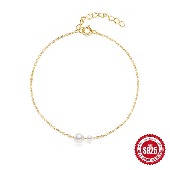 Wholesale S925 Sterling Silver Pearl Slidable Necklace And Bracelet Set Electroplated Jewelry For Women