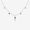 Wholesale S925 Sterling Silver Pearshaped Color Zirconium Hanging Long Necklace With Geometric Pattern And Electroplating Treatment