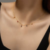 Wholesale S925 Sterling Silver Pearshaped Color Zirconium Hanging Long Necklace With Geometric Pattern And Electroplating Treatment