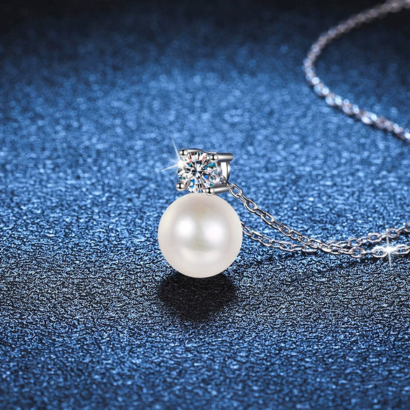 Wholesale S925 Sterling Silver Pendant Moissanite Necklace With Cross Chain And Crown Pattern For Women