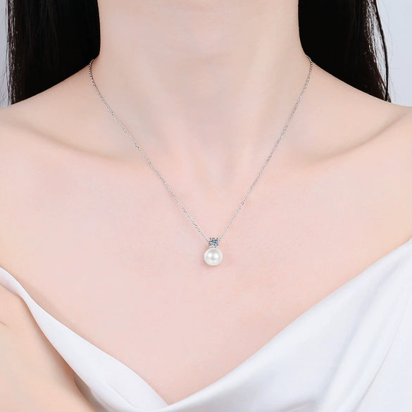Wholesale S925 Sterling Silver Pendant Moissanite Necklace With Cross Chain And Crown Pattern For Women