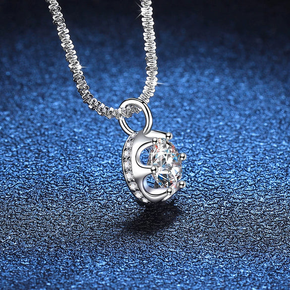 Wholesale S925 Sterling Silver Pendant Necklace With Shining Crown Pattern And Twist Chain Electroplated For Women