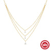 Wholesale S925 Sterling Silver Petal Element Three Layer Stacked Necklace With Geometric Design And O Chain For Women