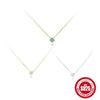 Wholesale S925 Sterling Silver Petal Fourleaf Clover Clavicle Necklace With Turquoise Zircon And Geometric Design