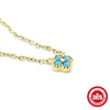 Wholesale S925 Sterling Silver Petal Fourleaf Clover Clavicle Necklace With Turquoise Zircon And Geometric Design