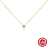 Wholesale S925 Sterling Silver Petal Fourleaf Clover Clavicle Necklace With Turquoise Zircon And Geometric Design