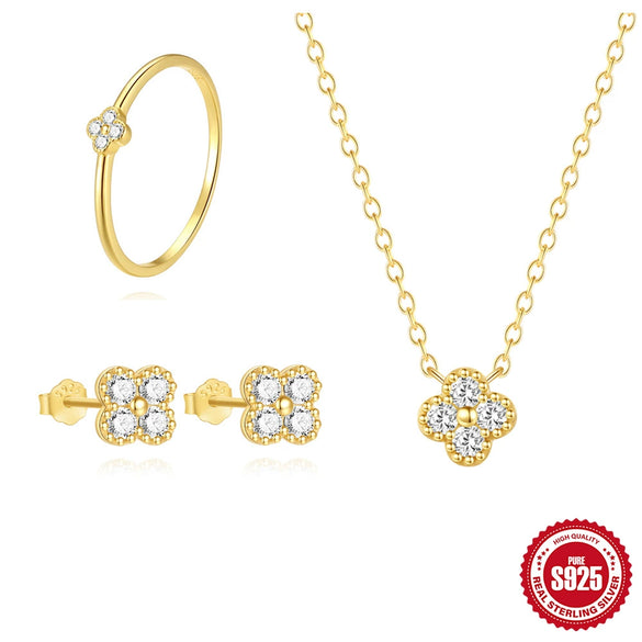 Wholesale S925 Sterling Silver Petal Turquoise Diamond Jewelry Set With Simple Style And Environmentally Friendly Electroplating For Women
