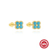 Wholesale S925 Sterling Silver Petal Turquoise Diamond Jewelry Set With Simple Style And Environmentally Friendly Electroplating For Women