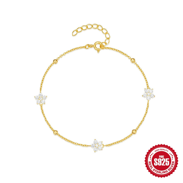 Wholesale S925 Sterling Silver Petalshaped Bracelet For Women With Geometric Design And Electroplating Treatment