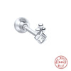 Wholesale S925 Sterling Silver Piercing Ear Nails With Zircon In Geometric Shape Electroplated For Women