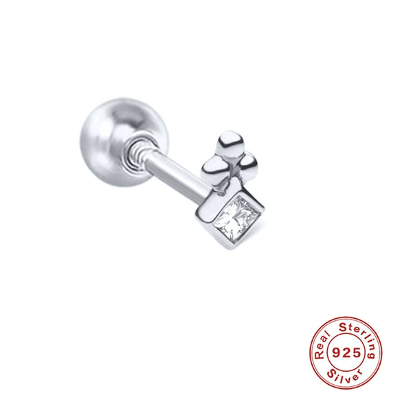 Wholesale S925 Sterling Silver Piercing Ear Nails With Zircon In Geometric Shape Electroplated For Women