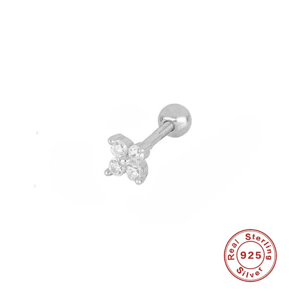 Wholesale S925 Sterling Silver Piercing Ear Nails With Zircon In Geometric Shape Electroplated For Women