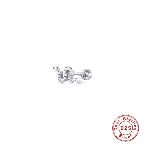 Wholesale S925 Sterling Silver Piercing Ear Nails With Zircon In Geometric Shape Electroplated For Women