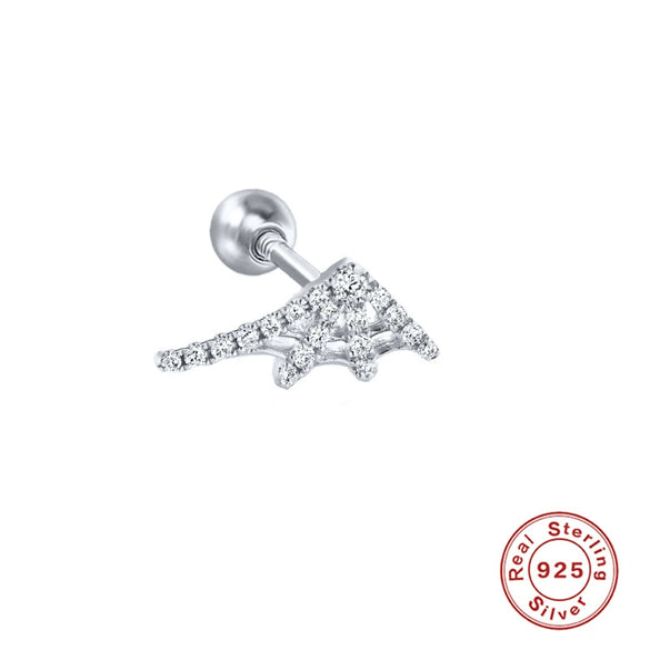 Wholesale S925 Sterling Silver Piercing Ear Nails With Zircon In Geometric Shape Electroplated For Women