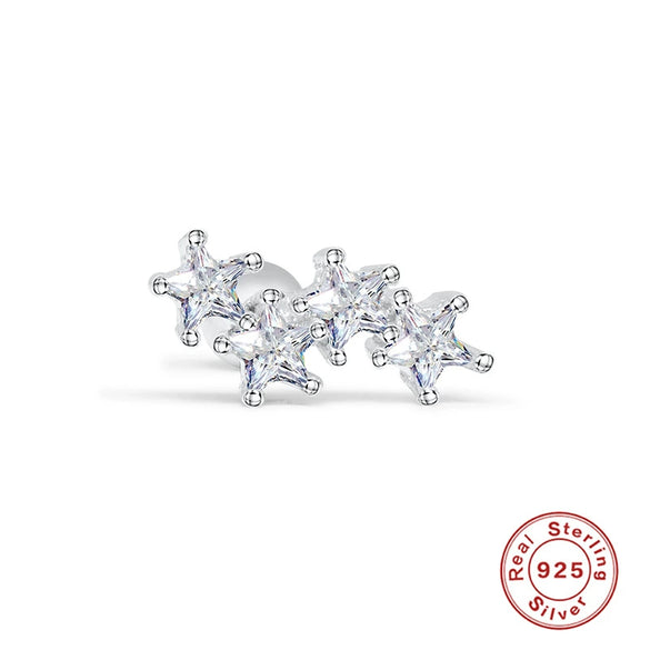 Wholesale S925 Sterling Silver Piercing Ear Nails With Zircon In Geometric Shape Electroplated For Women