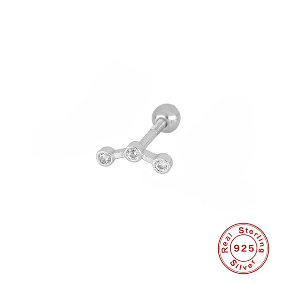 Wholesale S925 Sterling Silver Piercing Ear Nails With Zircon In Geometric Shape Electroplated For Women