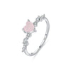 Wholesale S925 Sterling Silver Pink Love Heart Shaped Ring For Girls With Electroplating Sweet Cute And All Match Niche Fashion