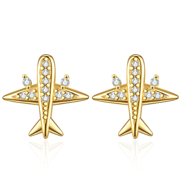 Wholesale S925 Sterling Silver Plane Earrings With Electroplating Treatment