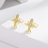 Wholesale S925 Sterling Silver Plane Earrings With Electroplating Treatment