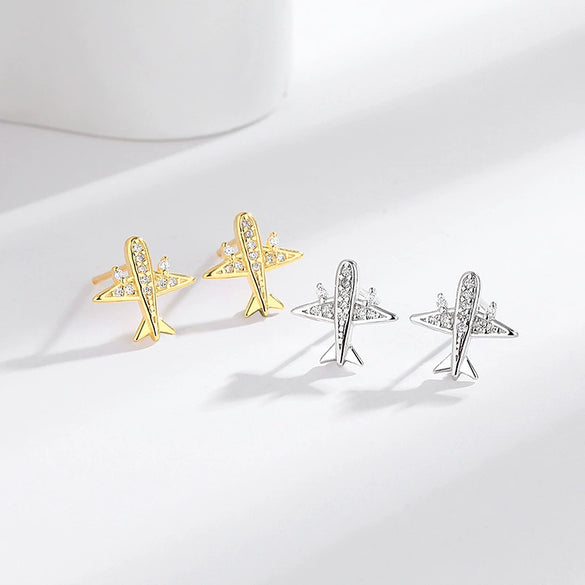 Wholesale S925 Sterling Silver Plane Earrings With Electroplating Treatment