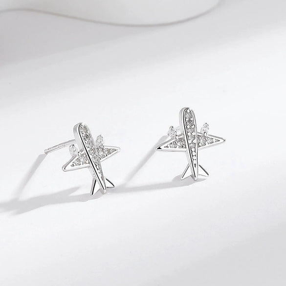 Wholesale S925 Sterling Silver Plane Earrings With Electroplating Treatment