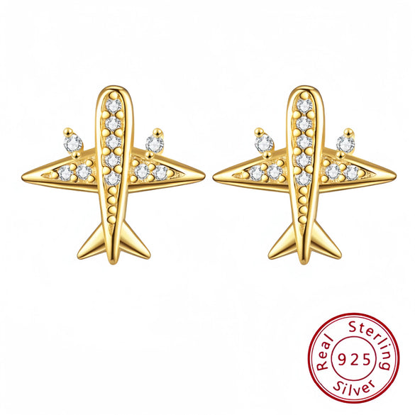 Wholesale S925 Sterling Silver Plane Earrings With Electroplating Treatment