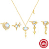 Wholesale S925 Sterling Silver Planet Moonstone Necklace And Earrings Set With Electroplating For Women And Unisex