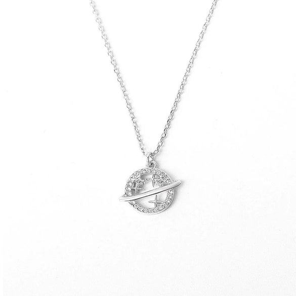 Wholesale S925 Sterling Silver Planet Necklace For Female With Electroplating