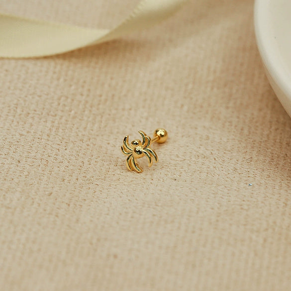 Wholesale S925 Sterling Silver Punk Hiphop Spider Body Puncture Ear Studs For Women With Geometric Design And Environmental Protection Electroplating