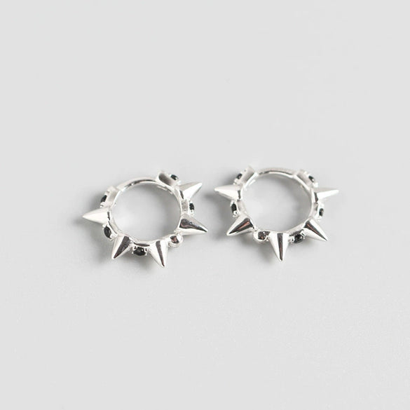 Wholesale S925 Sterling Silver Punk Style Rivet Geometric Earbuckle Earrings