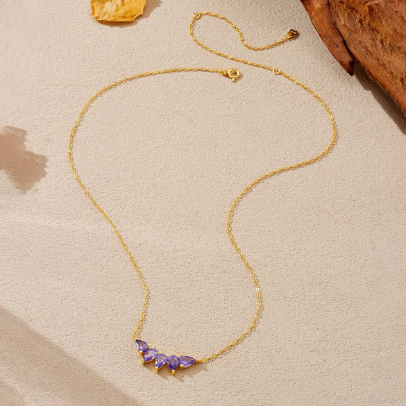 Wholesale S925 Sterling Silver Purple Water Drop Necklace With Electroplating