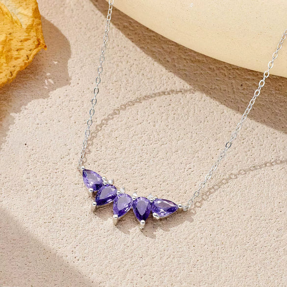 Wholesale S925 Sterling Silver Purple Water Drop Necklace With Electroplating