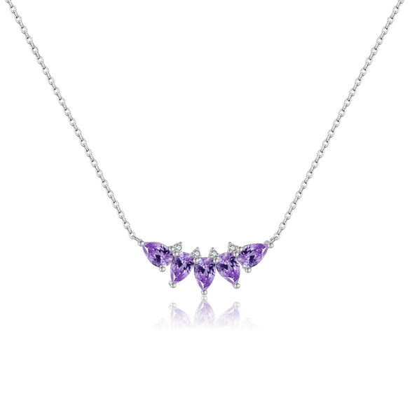Wholesale S925 Sterling Silver Purple Water Drop Necklace With Electroplating