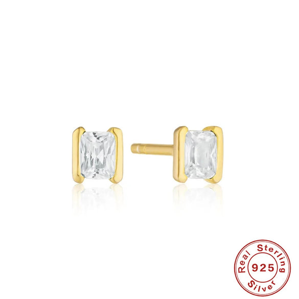 Wholesale S925 Sterling Silver Rectangular Bag Set With Love Flower All Match Earrings Geometric Pattern Electroplated