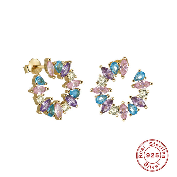 Wholesale S925 Sterling Silver Rectangular Bag Set With Love Flower All Match Earrings Geometric Pattern Electroplated