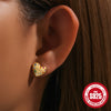 Wholesale S925 Sterling Silver Rectangular Bag Set With Love Flower All Match Earrings Geometric Pattern Electroplated