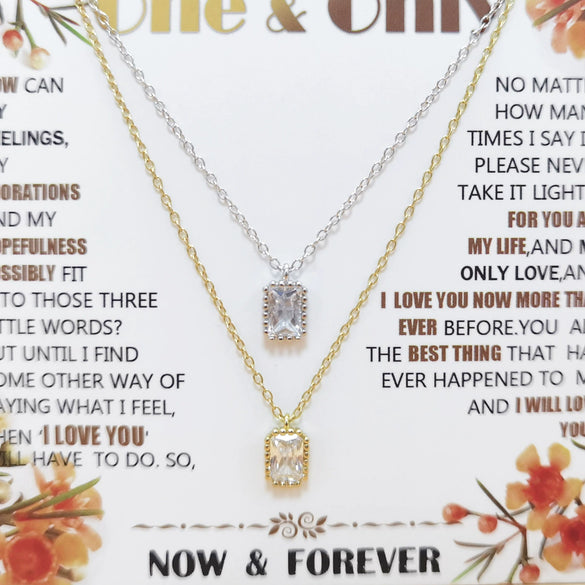 Wholesale S925 Sterling Silver Rectangular Zircon Geometric Cross Chain Clavicle Necklace With Electroplating
